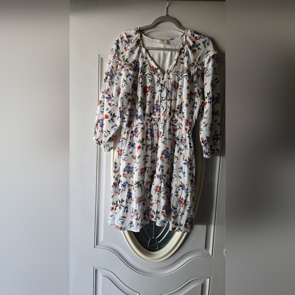 Good Hart Floral‎ Dress with Ruffles Long Sleeve ~ Size Medium